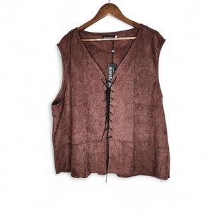 Scarlet Darkness Medieval Pirate Lace-Up Faux Suede Vest in Brown Size 3XL NWT
